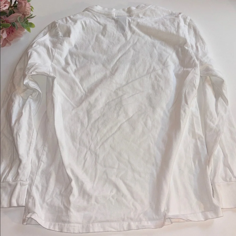 Ralph Lauren White Polo Shirt Boys Long Sleeve White POLO Logo T Shirt Large - Picture 16 of 17